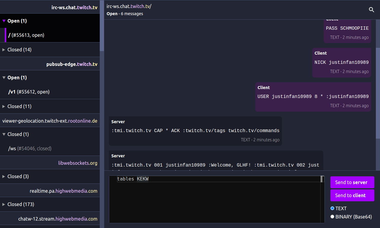 websockets screenshot